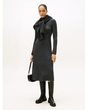 Tommy Hilfiger Robe Pull Midi En Laine Douce - Noir