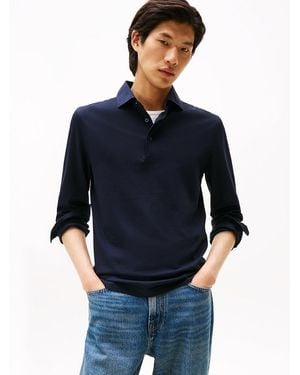 Tommy Hilfiger Smart Casual Slim Fit Long Sleeve Polo Shirt - Blue