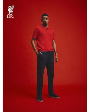 Tommy Hilfiger Cable Knit Short Sleeve Polo Jumper - Red