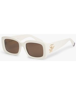 Tommy Hilfiger Logo Plaque Rectangular Sunglasses - White