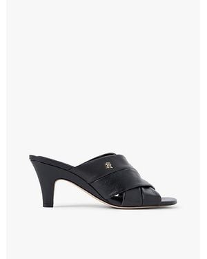 Tommy Hilfiger Mules De Tacón Con Tiras Cruzadas De Piel - Negro