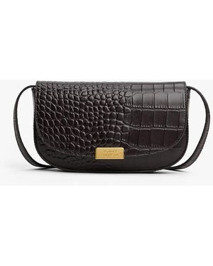 Tommy Hilfiger Croco-print Leather Crossbody Bag - Black