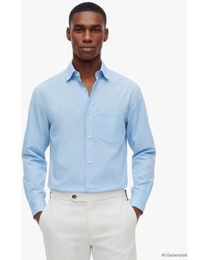Tommy Hilfiger New York Label Relaxed Fit Poplin Shirt - Blue