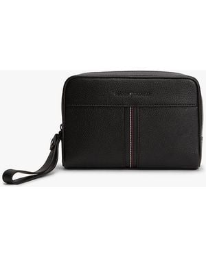 Tommy Hilfiger Metal Logo Pebble Grain Pouch - Black