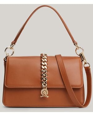 Tommy Hilfiger Braided Chain Leather Crossover Bag - Brown