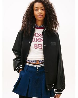 Tommy Hilfiger Relaxed Varsity Jacket With Wool - Grey