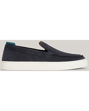 Tommy Hilfiger Suède Instapsneaker Met Logo In Reliëf - Blauw