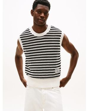Tommy Hilfiger The Apxgp Collection Open Knit Jumper Vest - Grey