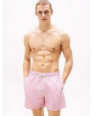 Tommy Hilfiger Original Mittellange Gestreifte Badeshorts - Weiß