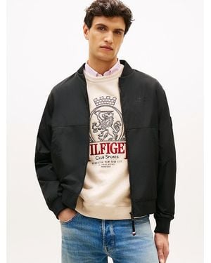 Tommy Hilfiger Water Resistant Tonal Logo Bomber Jacket - Black