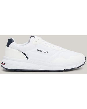 Tommy Hilfiger Logo Mixed Texture Trainers - White