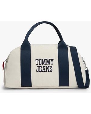 Tommy Hilfiger Textured Logo Canvas Duffel Bag - Blue