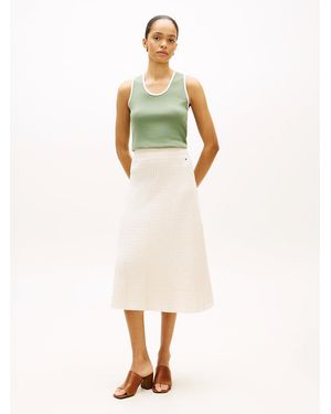 Tommy Hilfiger Cable Knit Relaxed A-Line Midi Skirt - White