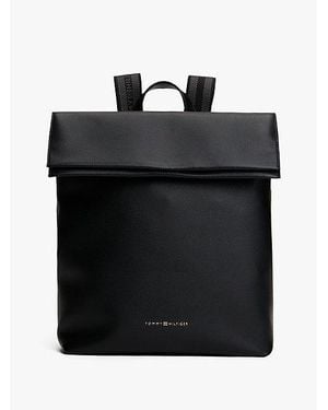 Tommy Hilfiger Mochila Con Solapa Y Logo Metalizado - Negro