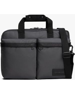 Tommy Hilfiger Textile Logo Patch Pocket Laptop Bag - Black