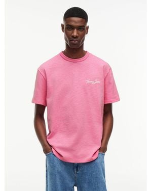 Tommy Hilfiger Back Graphic Textured Relaxed T-Shirt - Pink