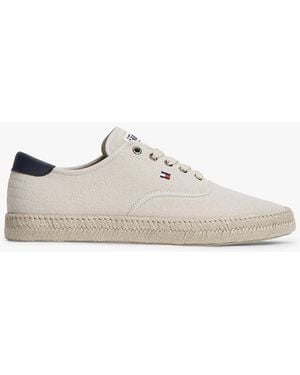 Tommy Hilfiger Canvas Espadrille Hybrid Trainers With Linen - White