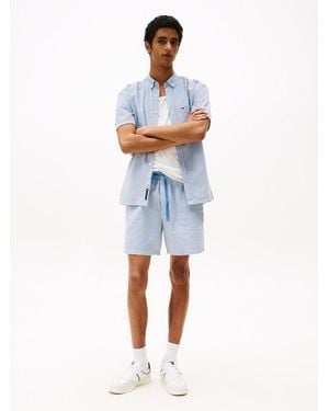 Tommy Hilfiger Stripe Seersucker Loose Shorts - Blue