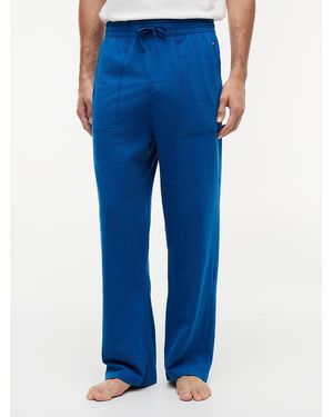 Tommy Hilfiger Flag Embroidery Textured Pyjama Bottoms - Blue