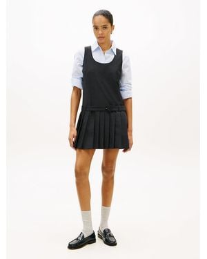 Tommy Hilfiger Check Wool Blend Mini Shift Dress - Black