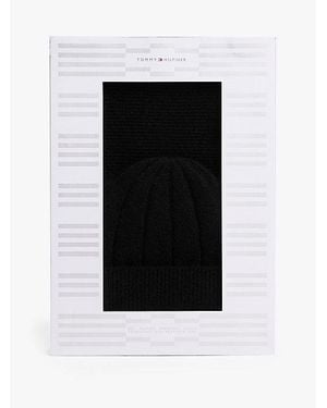 Tommy Hilfiger Flauschige Beanie Und Schal - Schwarz