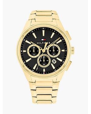 Tommy Hilfiger Reloj Con Esfera Negra Y Correa De Eslabones - Metálico