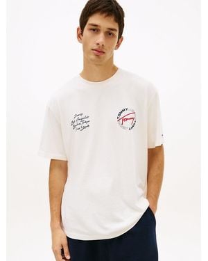 Tommy Hilfiger Circular Back Logo Relaxed T-Shirt - White
