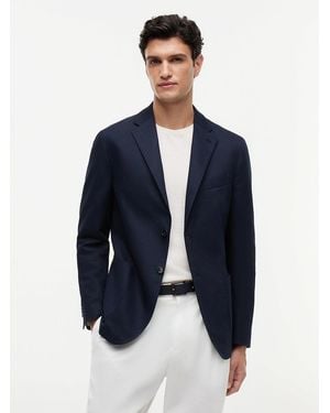 Tommy Hilfiger Regular Fit Linen Blend Single Breasted Blazer - Blue
