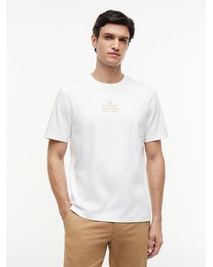 Tommy Hilfiger Tonal Logo Embroidery Interlock Knit T-Shirt - White