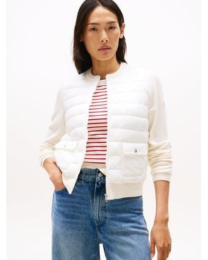 Tommy Hilfiger Knit Sleeve Ultra Light Padded Jacket - White