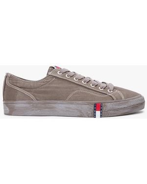 Tommy Hilfiger Archive Flag Stripe Washed Canvas Trainers - Grey