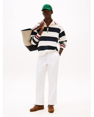 Tommy Hilfiger Murray Herringbone Tapered Leg Chinos - White