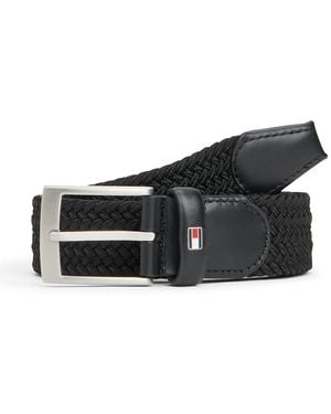 Tommy Hilfiger Adan Tonal Braided Elastic Webbing Belt - Black