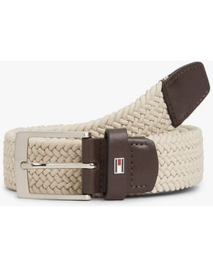 Tommy Hilfiger Ceinture Tressée Élastique À Drapeau En Émail - Neutre