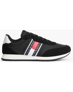 Tommy Hilfiger Logo Mixed Texture Trainers - Black