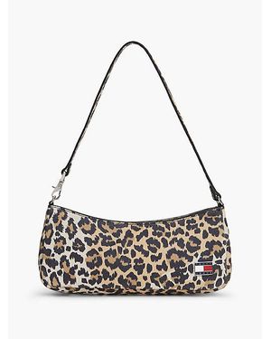 Tommy Hilfiger Suede Leopard Print Shoulder Bag - Metallic