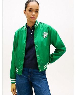 Tommy Hilfiger Cazadora Bomber Que Repele El Agua Con Logo - Verde