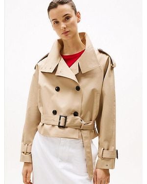 Tommy Hilfiger Gabardina De Corte Cropped - Neutro