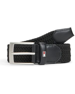 Tommy Hilfiger Adan Tonal Braided Elastic Webbing Belt - Black