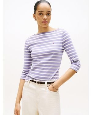 Tommy Hilfiger Boat Neck Slim Fit T-shirt - Blue