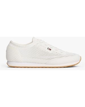 Tommy Hilfiger Enamel Flag Open Mesh Trainers - White