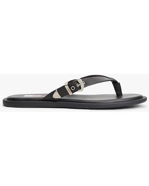 Tommy Hilfiger Leather Buckle Flip-Flops - White