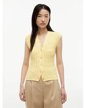 Tommy Hilfiger Cable Knit Slim Cap Sleeve Cardigan - Natural