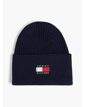 Tommy Hilfiger Kids Heritage Beanie Met Vlaglogo - Blauw