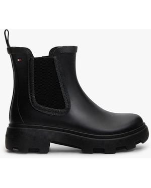 Tommy Hilfiger Rubberised Flag Cleat Rain Boots - Black
