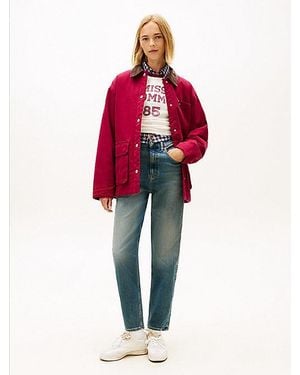 Tommy Hilfiger Vaqueros Mom De Talle Superalto - Rojo
