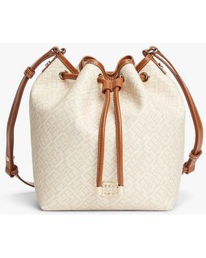Tommy Hilfiger Th Monoplay Crossbody Drawstring Bucket Bag - Natural