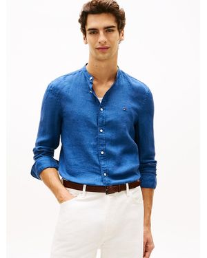 Tommy Hilfiger Slim Fit Washed Pure Linen Shirt - Blue