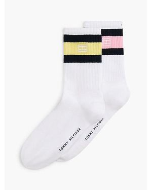 Tommy Hilfiger 2 Pack Calzini Con Bandierina Ricamata - Bianco