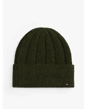 Tommy Hilfiger Fluffy Beanie Met Wol En Hilfiger-Vlag - Groen